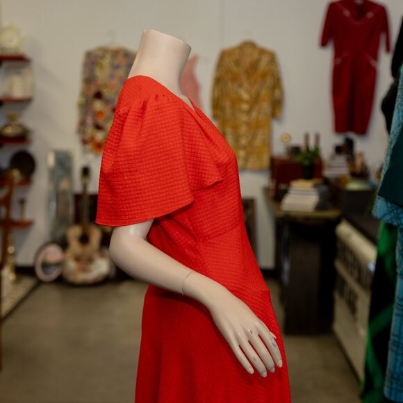 Fame and Partners Red Textured Maxi Dress – Size 6 – 1930s-Inspired Glam… - Picture 12 of 17